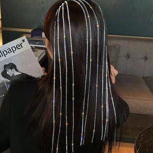 🥳 🛍Exaggerated Tassel Headband with Frosted Gems